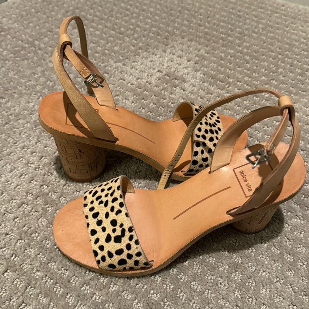 Dolce Vita animal print cork heels